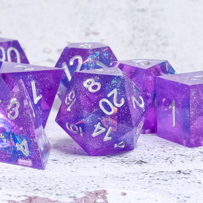 Просвечивающая пурпурная кость RPG смолы практически для игры столешницы