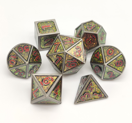 Рука высекла кость металла Polyhedral набор 7 частей для RPG столешницы