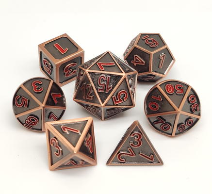 Кость RPG металла OEM установила высекаенные рукой края заливки формы ясные острые