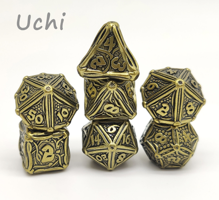 Отполированная прочная Polyhedral 7 костей установила, золото покрыла изготовленный на заказ набор кости металла