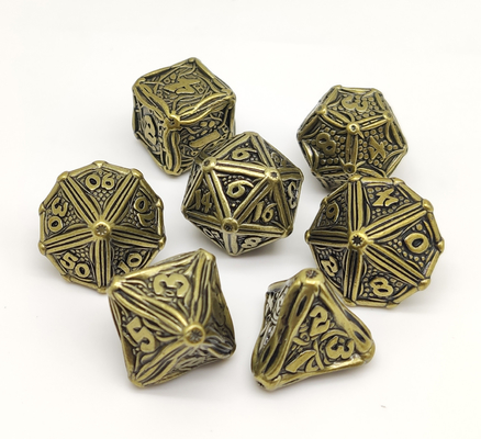 Золото покрыло поверхностную кость RPG установило металл Polyhedral для молотка и Yahtzee