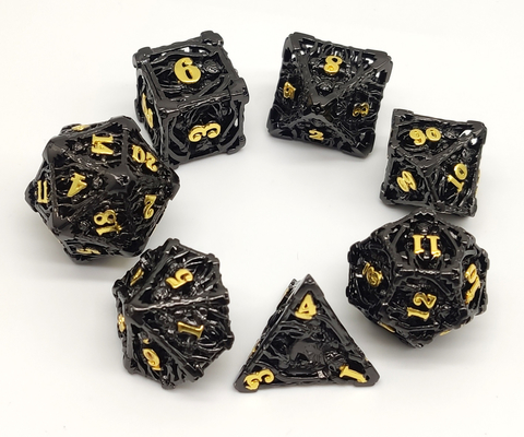 Непахучая портативная кость металл DND, рука высекла черную кость RPG