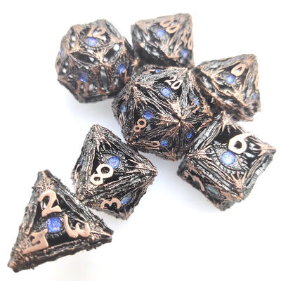 Покрытый золотом легковес смолы для кости собрания Polyhedral установил настольную игру DND