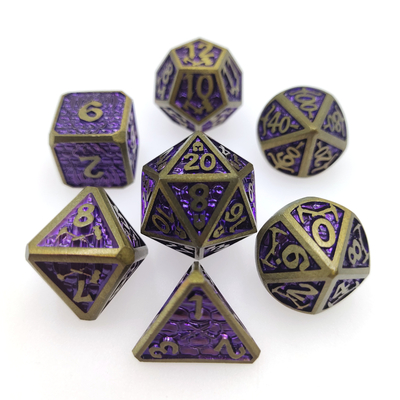 Непахучая облегченная кость металла Dnd установила серебр Polyhedral карточной игры игры Purplish