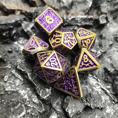 Непахучая облегченная кость металла Dnd установила серебр Polyhedral карточной игры игры Purplish