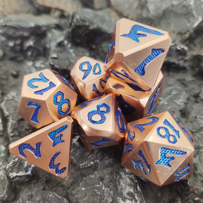 Кость RPG изготовления на заказ голубой кости Polyhedral установленный диез OEM окаимил кость RPG оцинковывает золото
