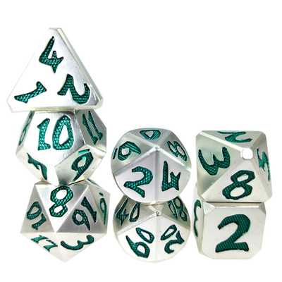 Край Rpg Dice Rpg Dice Многогранные игральные кости без запаха Легкие острые зеленые серебряные металлические