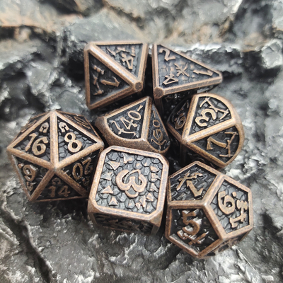 Кость тяжелого метала устанавливает износоустойчивый Handcrafted Polyhedral набор кости