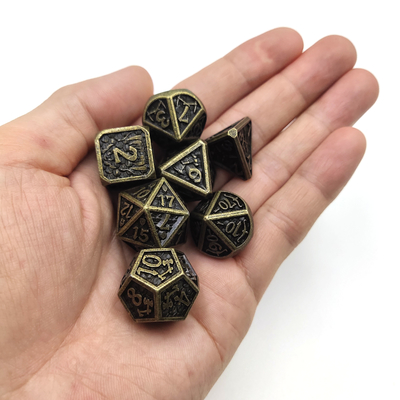 Кость игры столешницы установила металл кости Polyhedral износоустойчивого металла мини Antiwear для желтого цвета