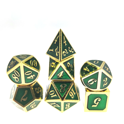 GST RPG Dice Set Портативный прочный мини-легкий для коллекции Многогранный позолоченный зеленый цвет