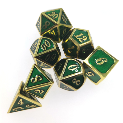GST RPG Dice Set Портативный прочный мини-легкий для коллекции Многогранный позолоченный зеленый цвет