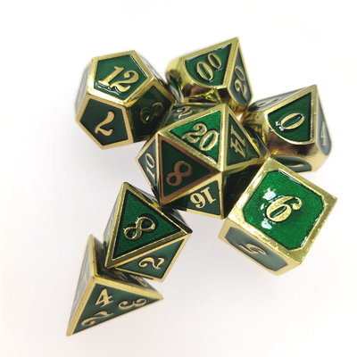 GST RPG Dice Set Портативный прочный мини-легкий для коллекции Многогранный позолоченный зеленый цвет