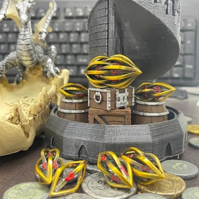 3D-печать Cthulhu Hollow Metal Dice 7Piece Set Dragon And Dungeon DND RPG