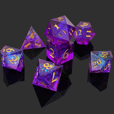 Фиолетовая смола кости 7PCS DND Дракон и подземелье полиэдр острый край