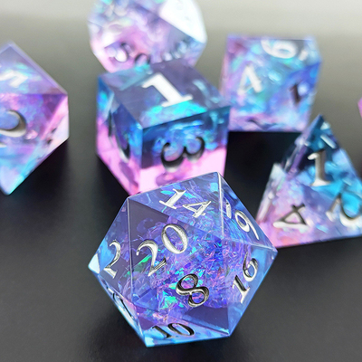 Фиолетовая смола кости 7PCS DND Дракон и подземелье полиэдр острый край