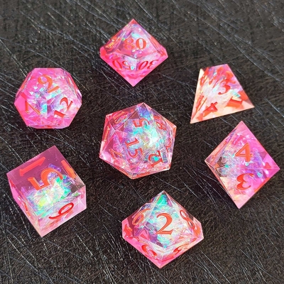 Фиолетовая смола кости 7PCS DND Дракон и подземелье полиэдр острый край