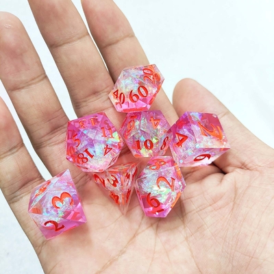 Фиолетовая смола кости 7PCS DND Дракон и подземелье полиэдр острый край