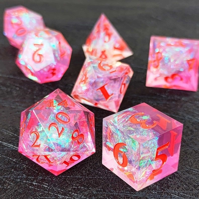 Фиолетовая смола кости 7PCS DND Дракон и подземелье полиэдр острый край