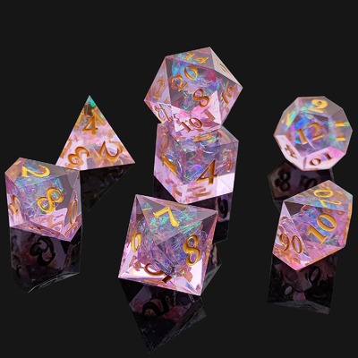 Фиолетовая смола кости 7PCS DND Дракон и подземелье полиэдр острый край