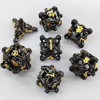 Hollow Skull Multi Face Metal Dice Set Dungeon And Dragon RPG#DND (Всеобъемлющая игра с металлическими костями)