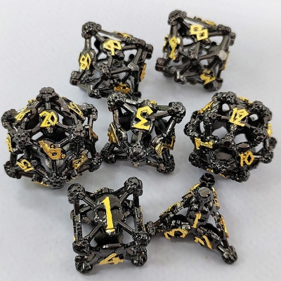 Hollow Skull Multi Face Metal Dice Set Dungeon And Dragon RPG#DND (Всеобъемлющая игра с металлическими костями)