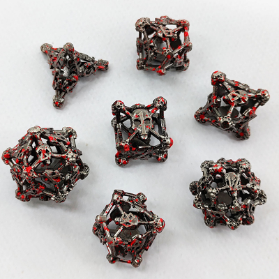 Hollow Skull Multi Face Metal Dice Set Dungeon And Dragon RPG#DND (Всеобъемлющая игра с металлическими костями)