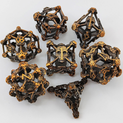 Hollow Skull Multi Face Metal Dice Set Dungeon And Dragon RPG#DND (Всеобъемлющая игра с металлическими костями)