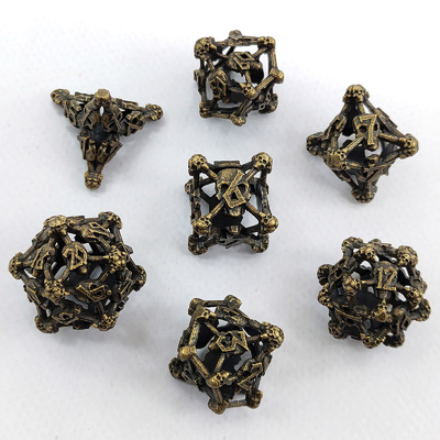 Hollow Skull Multi Face Metal Dice Set Dungeon And Dragon RPG#DND (Всеобъемлющая игра с металлическими костями)