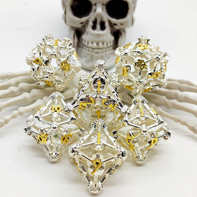 Hollow Skull Multi Face Metal Dice Set Dungeon And Dragon RPG#DND (Всеобъемлющая игра с металлическими костями)
