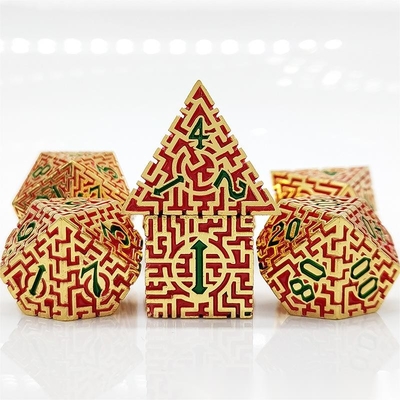 Solid Maze Multi -Faceted Metal Dice DND#RPG Dungeon And Long Crusu (Солнечный лабиринт с многогранными металлическими костями)