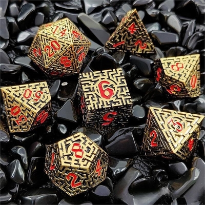 Solid Maze Multi -Faceted Metal Dice DND#RPG Dungeon And Long Crusu (Солнечный лабиринт с многогранными металлическими костями)