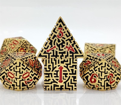 Solid Maze Multi -Faceted Metal Dice DND#RPG Dungeon And Long Crusu (Солнечный лабиринт с многогранными металлическими костями)