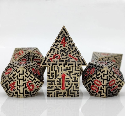 Solid Maze Multi -Faceted Metal Dice DND#RPG Dungeon And Long Crusu (Солнечный лабиринт с многогранными металлическими костями)