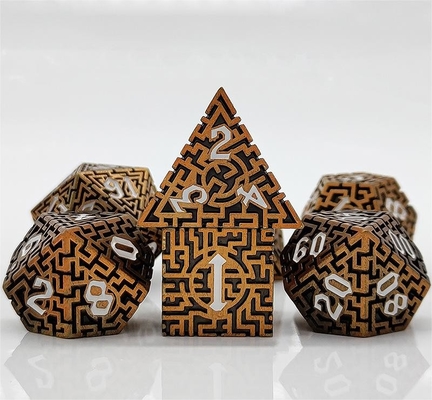 Solid Maze Multi -Faceted Metal Dice DND#RPG Dungeon And Long Crusu (Солнечный лабиринт с многогранными металлическими костями)