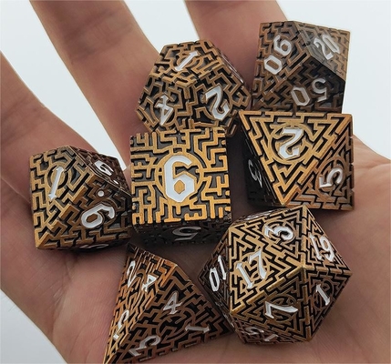 Solid Maze Multi -Faceted Metal Dice DND#RPG Dungeon And Long Crusu (Солнечный лабиринт с многогранными металлическими костями)