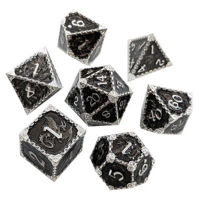 Многогранные металлические RPG кости Летающий дракон Твердый гладкий дракон DND