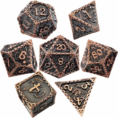 Многогранные металлические RPG кости Летающий дракон Твердый гладкий дракон DND