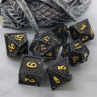 Многогранные металлические RPG кости Летающий дракон Твердый гладкий дракон DND