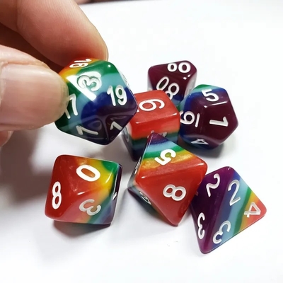 7 слоев Радужная ручная работа смоловые кости Crusson And Dungeon DND#RPG