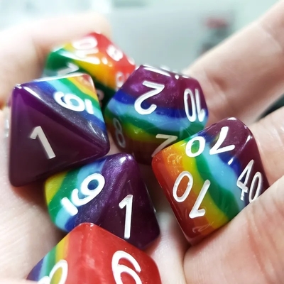 7 слоев Радужная ручная работа смоловые кости Crusson And Dungeon DND#RPG