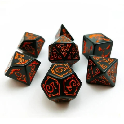 Полимодиальные смоловые кости 7PCS RPG Кости D4 D6 D8 D10 D12 D20 D20