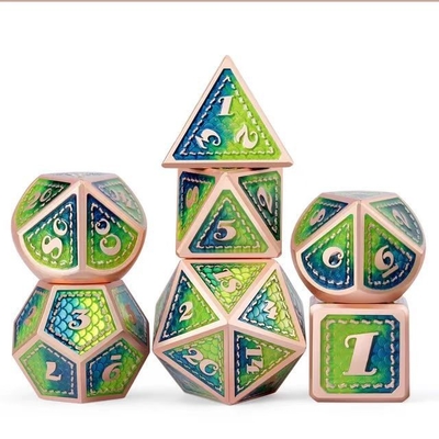Dragon Scale Solid Metal Dice Set Multi Color DND RPG Яркие цвета