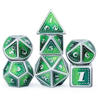 Dragon Scale Solid Metal Dice Set Multi Color DND RPG Яркие цвета