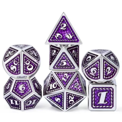 Dragon Scale Solid Metal Dice Set Multi Color DND RPG Яркие цвета