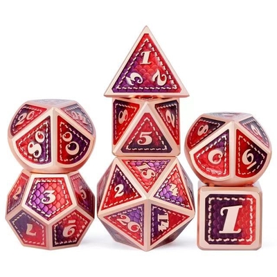 Dragon Scale Solid Metal Dice Set Multi Color DND RPG Яркие цвета