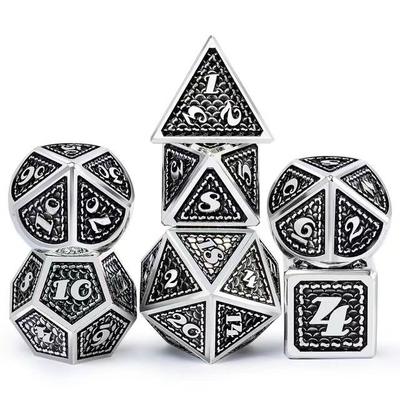 Dragon Scale Solid Metal Dice Set Multi Color DND RPG Яркие цвета