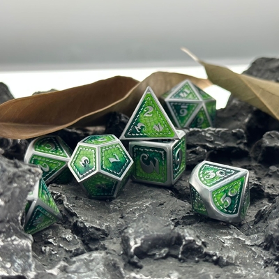 Dragon Scale Solid Metal Dice Set Multi Color DND RPG Яркие цвета