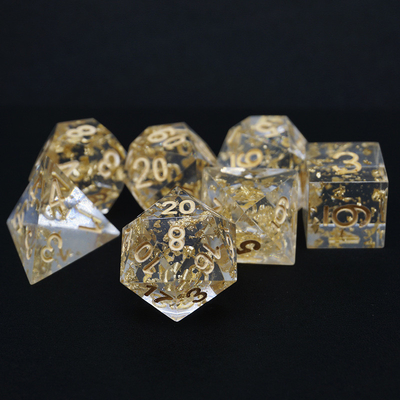 Рукоделие золотой фольги смолы RPG кости набор Дракон и канал#Dnd#Rpg#Coc