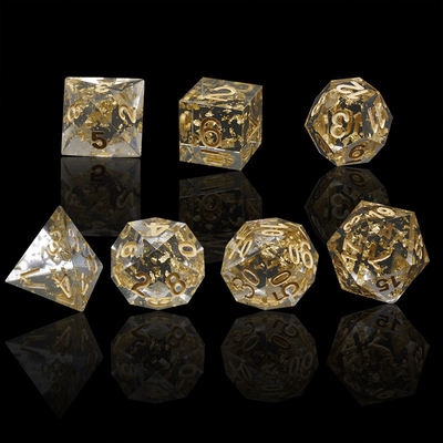 Рукоделие золотой фольги смолы RPG кости набор Дракон и канал#Dnd#Rpg#Coc