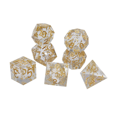 Рукоделие золотой фольги смолы RPG кости набор Дракон и канал#Dnd#Rpg#Coc
